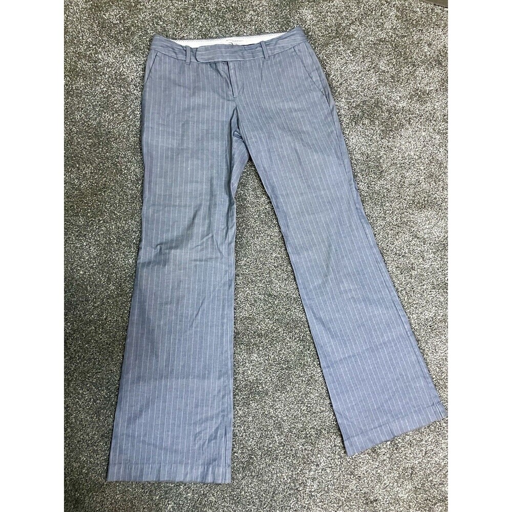 Banana Republic Women’s Dress Pants Gray Striped Size 4 Ryan Fit Mid Rise - Picture 2 of 7